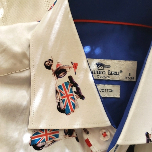 Claudio Lugli Couture Mod Vespa Print Shirt S NWT - Picture 4 of 14